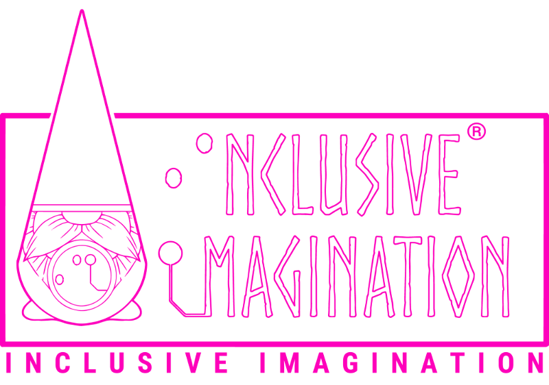 Inclusive Imagination Pink Gnome and Norse Logo
